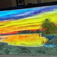 View From Carol's Kitchen Sunset - Painting by TtS