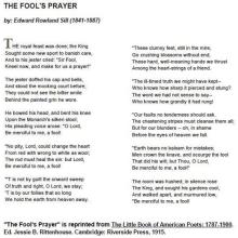 The Fool's Prayer by Edward Rowland Sill (1841-1887)